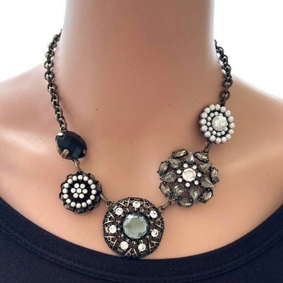 Lia Sophia Curio Necklace Antique Inspired Rhinestone Adjustable Length - Picture 3 of 4